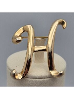 Letter H Brooch Anne Klein Gold Initial Monogram Pin